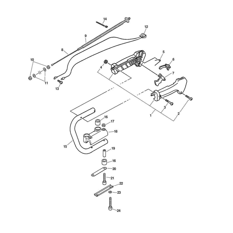 HANDLE, STOP SWITCH, THROTTLE CABLE
