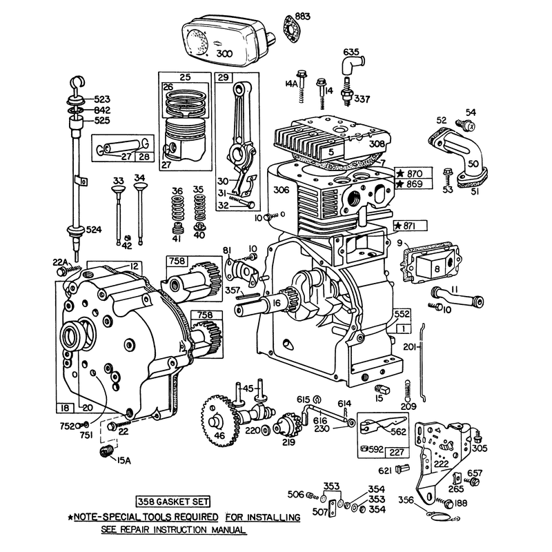 Engine Briggs & Stratton Model No. 252416 Type No. 0190-01