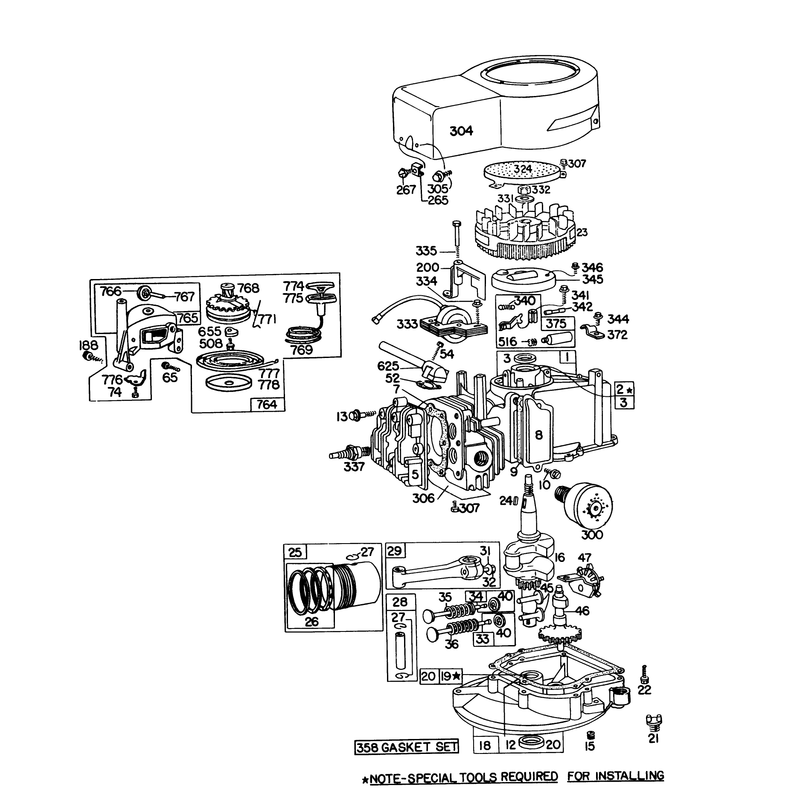 Engine Briggs and Stratton Model 92908-1744-01 for 21in Hand Propelled Model 16106