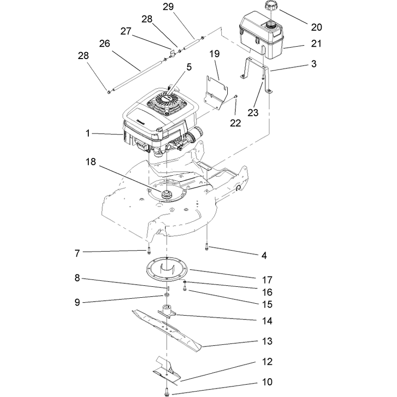Engine Fuel Tank and Blade Assembly