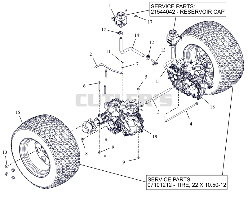 Rear Tires and Transaxles - 52"