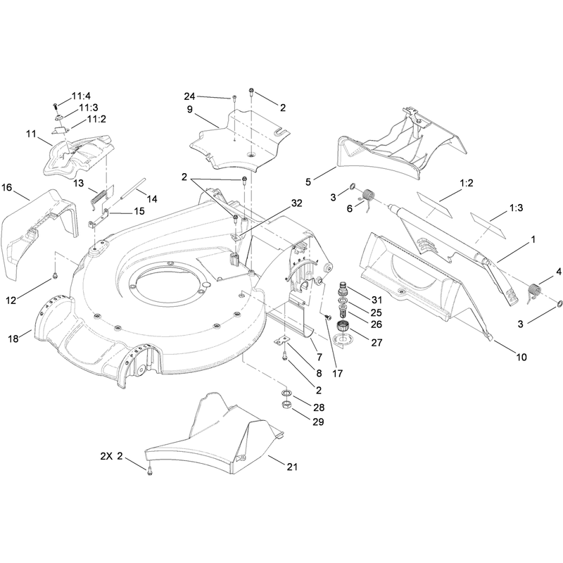 Deck Housing and Front Wheel Assembly