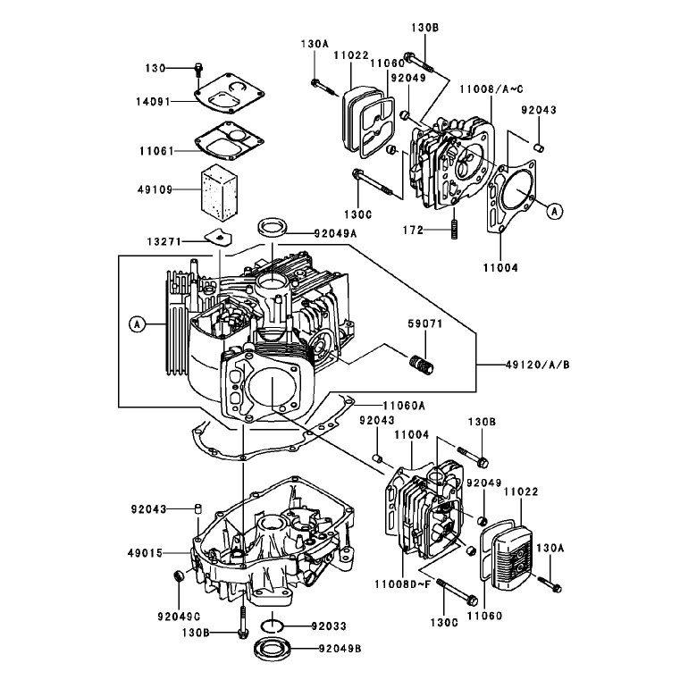 CylinderCrankcase Assembly Kawasaki FH451V-BS04