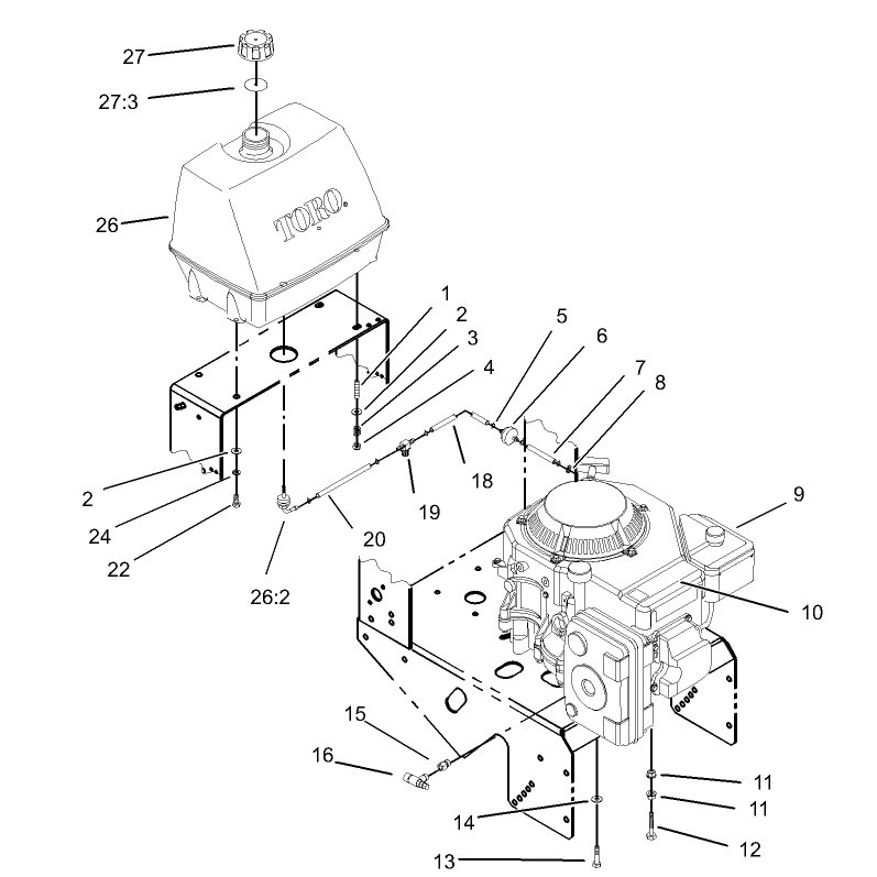 Engine and Fuel System Assembly