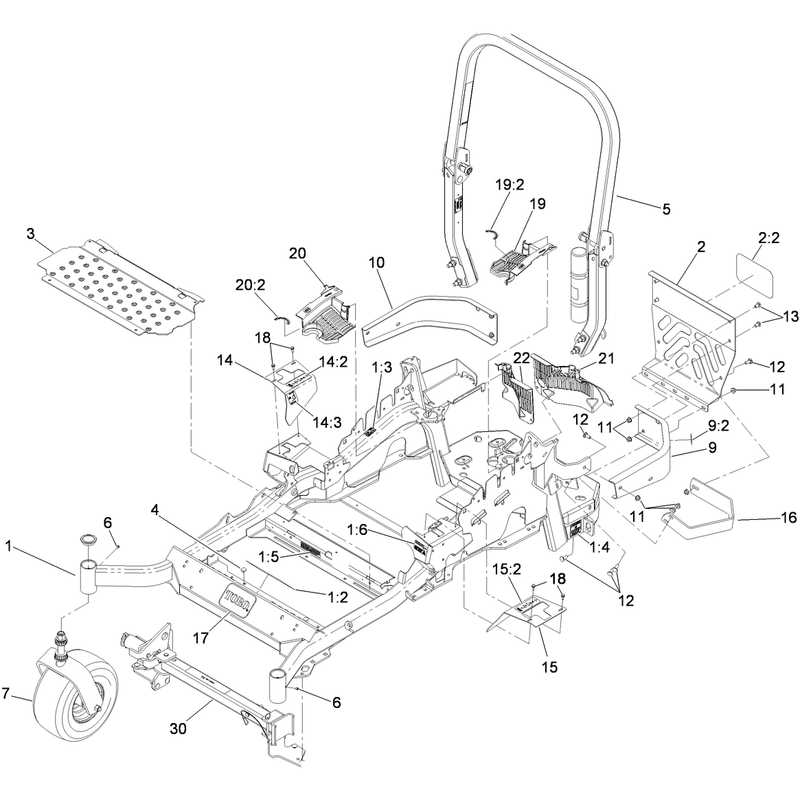 Frame, Caster and Z Stand Assembly