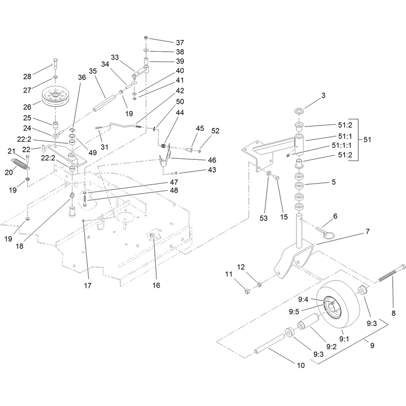 Idler Arm and Caster Wheel Assembly