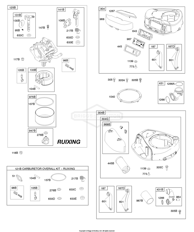 Air Cleaner, Blower Housing, Kit - Ruixing Cauburetor Overhaul, Ruixing Carburetor
