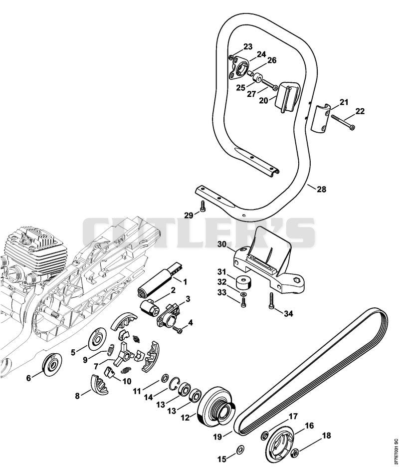 Belt tensioner, Clutch