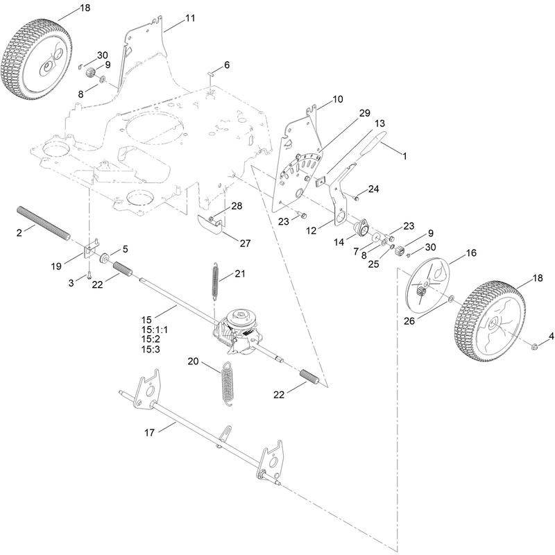 Rear Wheel and Height of Cut Assembly