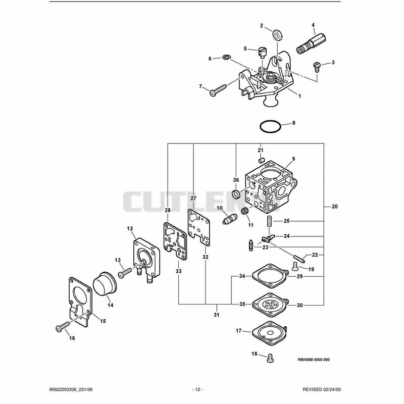 Carburetor -- RB-K66B S/N: 06001294 - 06001578