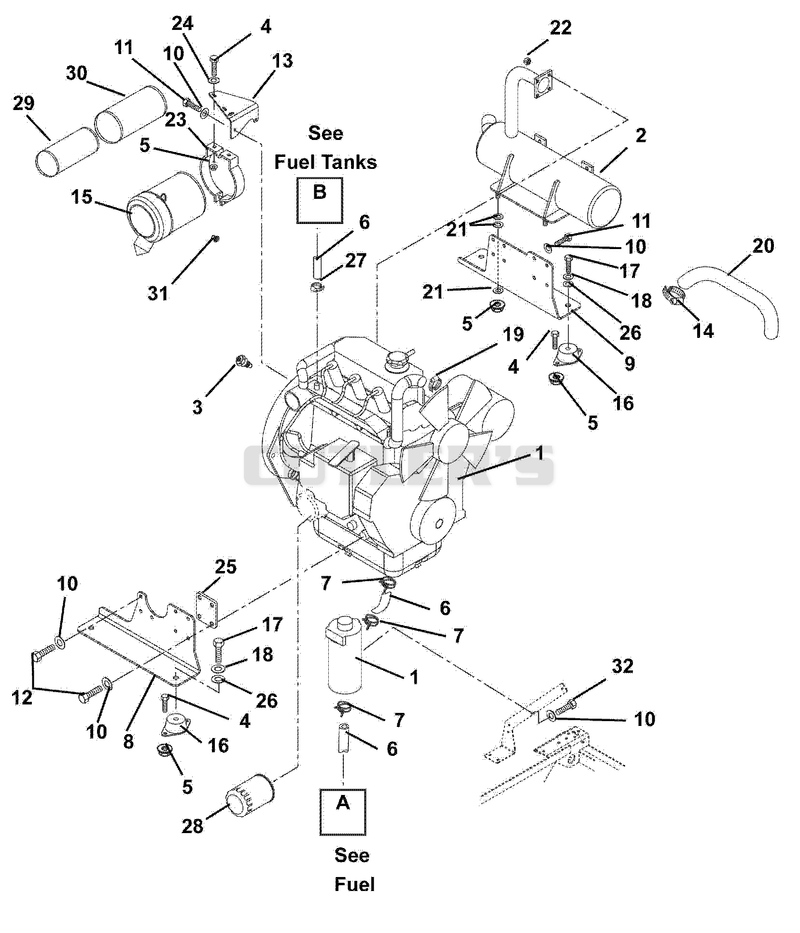 Engine, Muffler And Air Filter