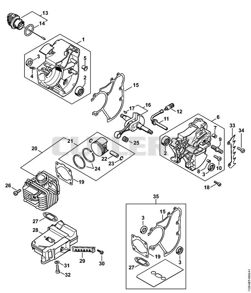 Crankcase, Cylinder MS 200-Z