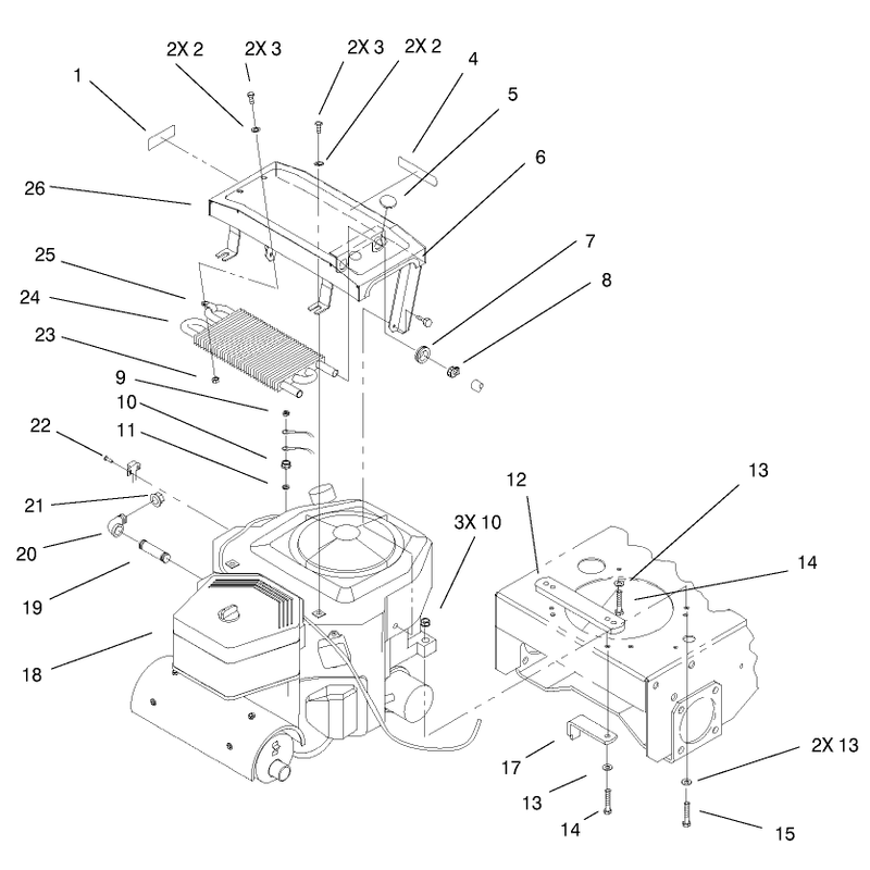 Engine and Oil Cooler Assembly