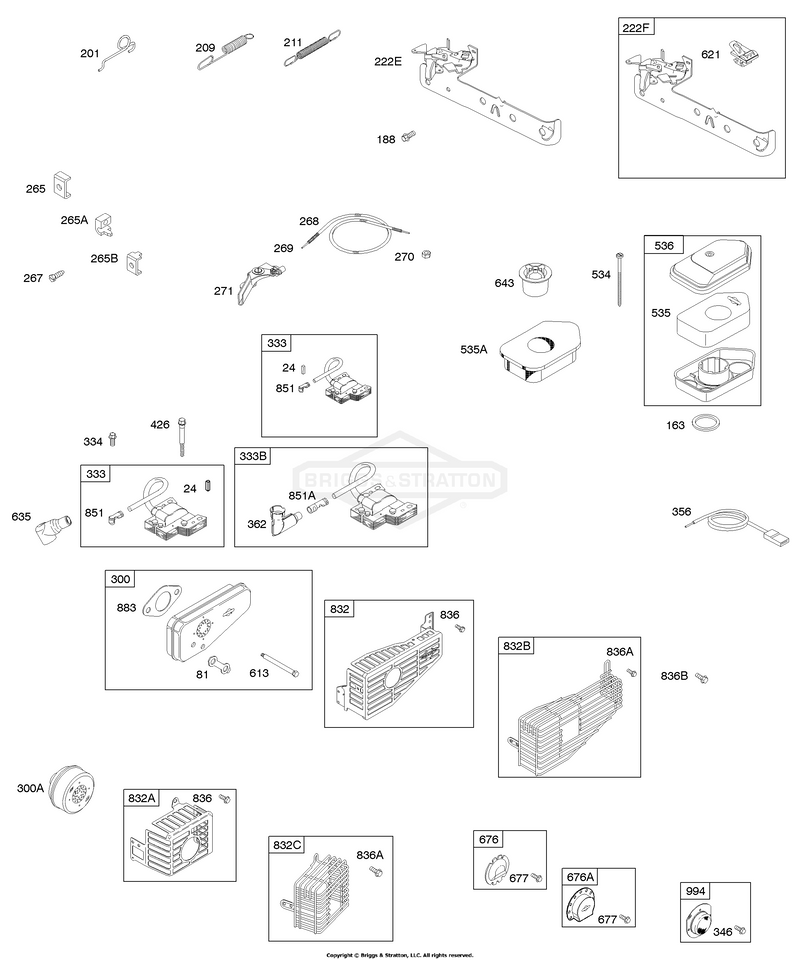 Air Cleaner, Controls, Exhaust System, Governor Spring, Ignition