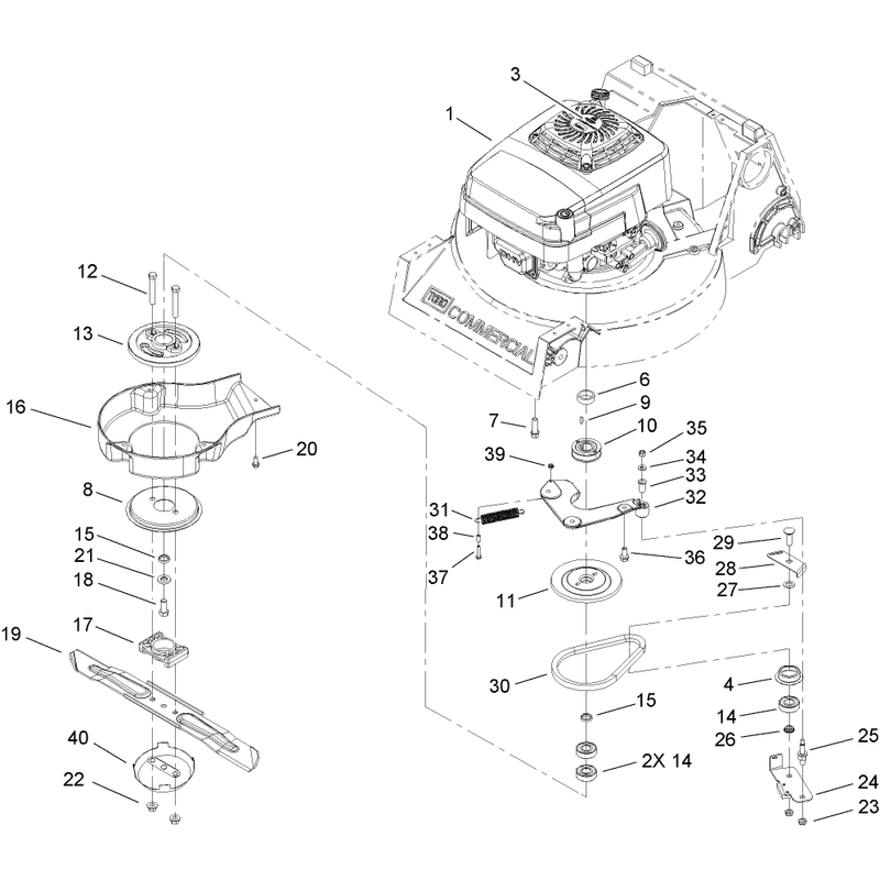 Engine and Blade Brake Clutch Assembly