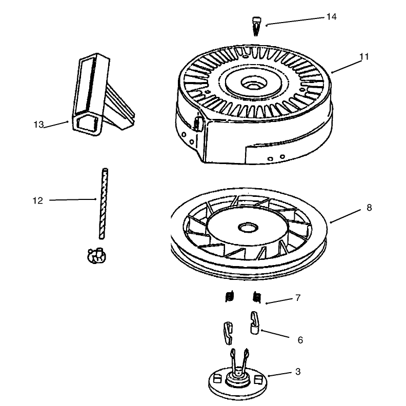 Recoil Starter Assembly No. 590743 Tecumseh Model No. HSK635 Type 1723A