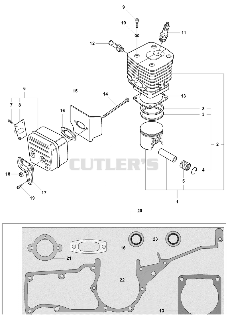 Cylinder and Gasket Kit and Muffler