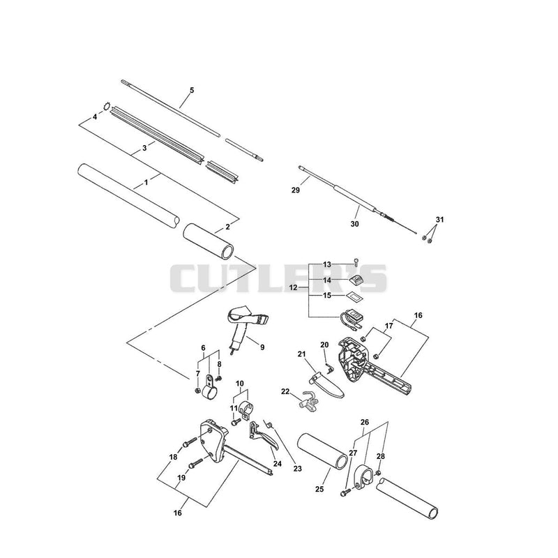 Handle, Stop Switch,Throttle Cable, Driveshaft