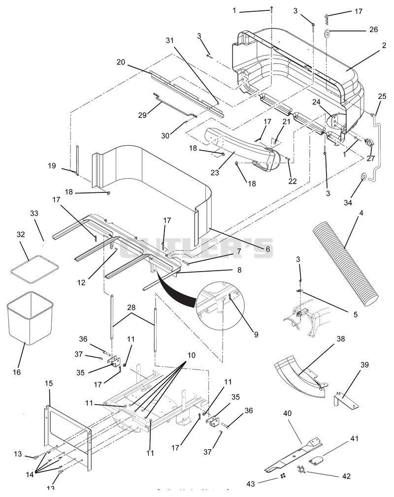 Bagger Cover Assembly, Boot And Blade