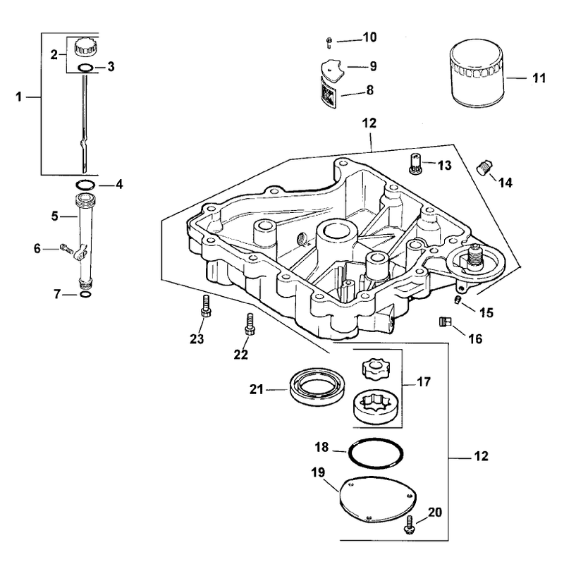 Oil Pan and Lubrication Assembly Kohler Model Cv15t-41604