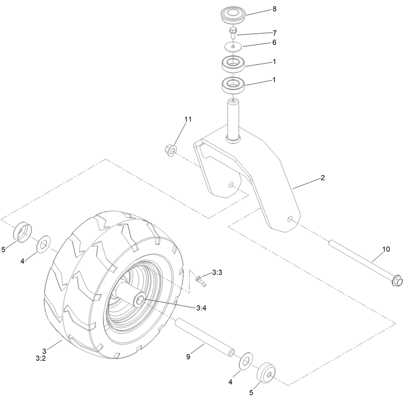 Caster Fork and Wheel Assembly
