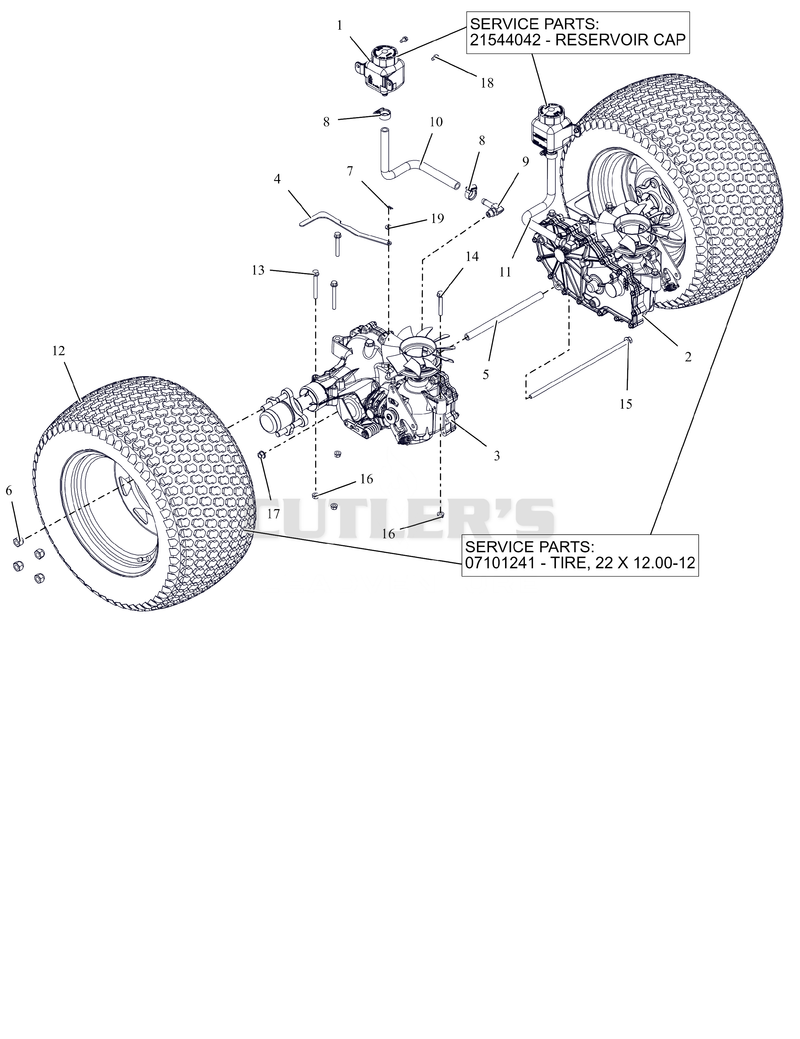 Rear Tires and Transaxles - 60"