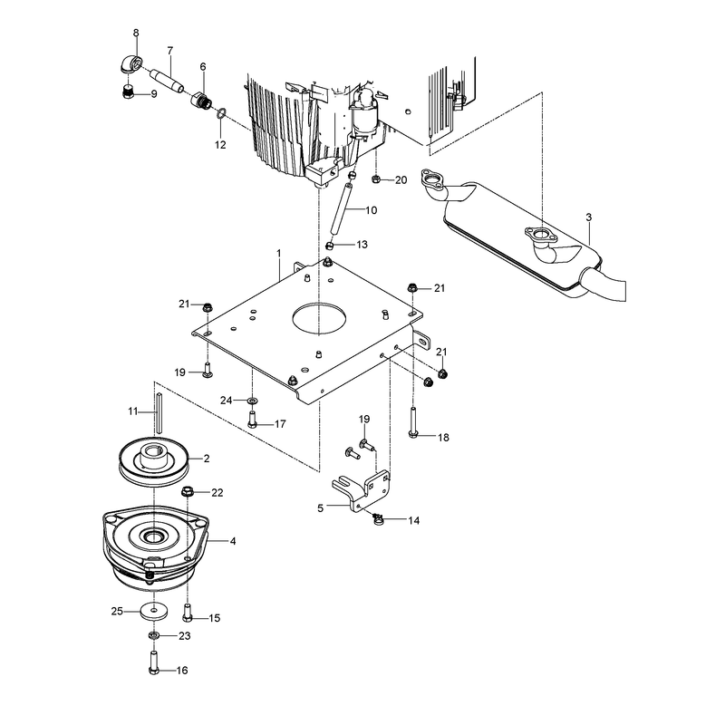 ENGINE MOUNTING, GUARDS & MUFFLER
