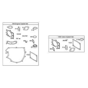 358 Engine and 1095 Valve Gasket Sets Briggs and Stratton 441577-0120-E1