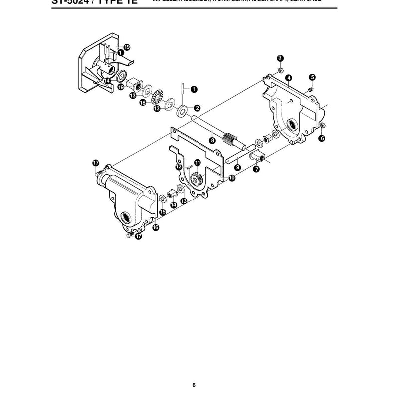 IMPELLER ASSEMBLY, WORM GEAR, AUGER SHAFT, GEAR CASE