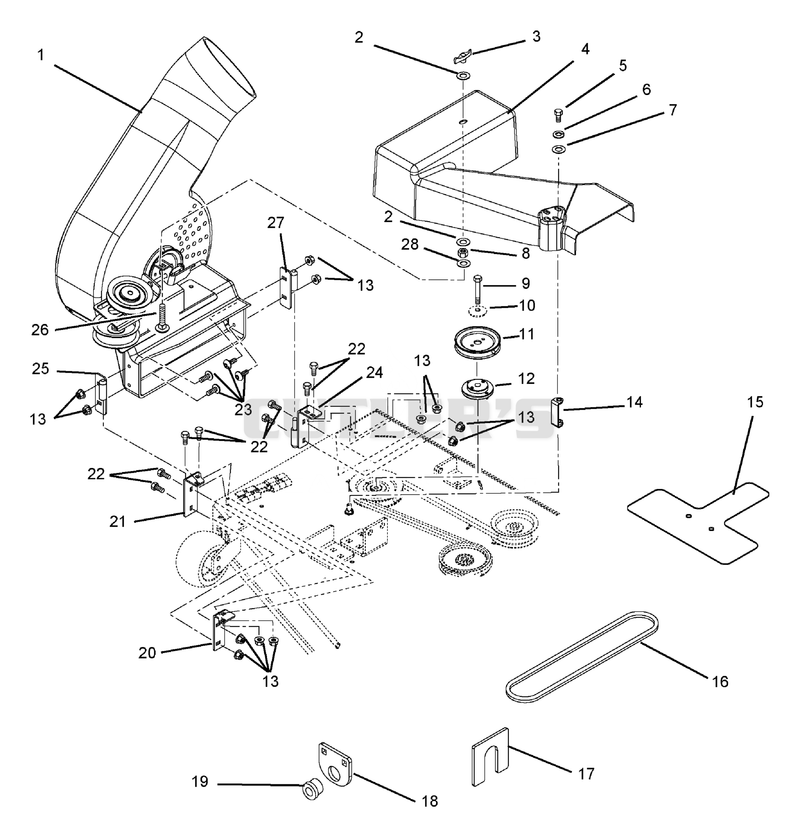 Blower Assembly To Mower Deck