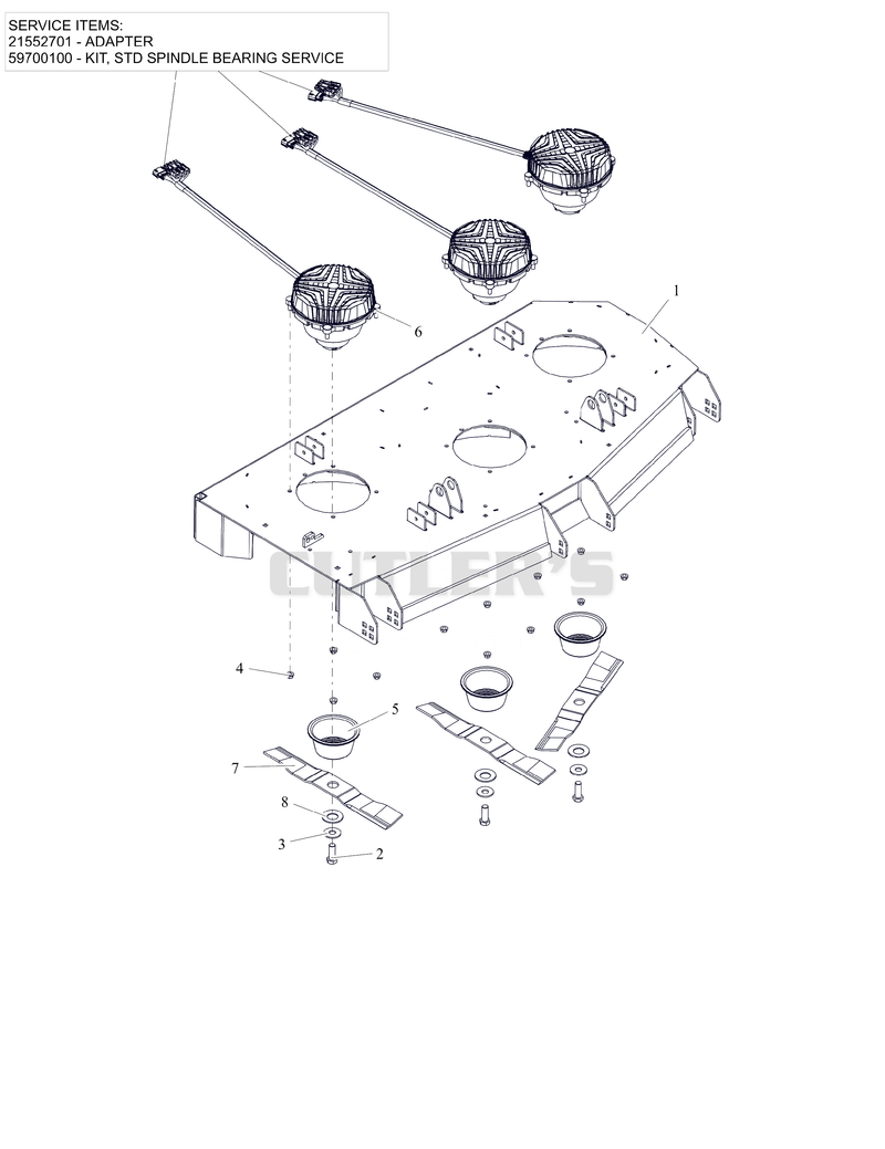 Deck, Blades and Spindle Motors - 52" - SD