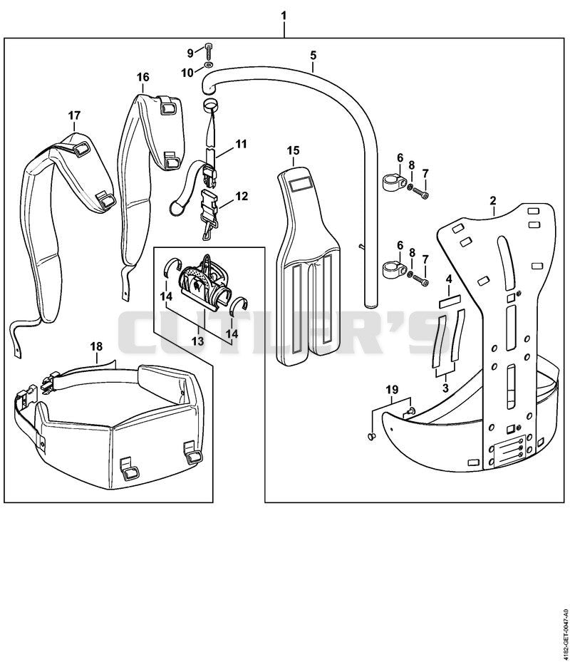 Back mounted support system RTS