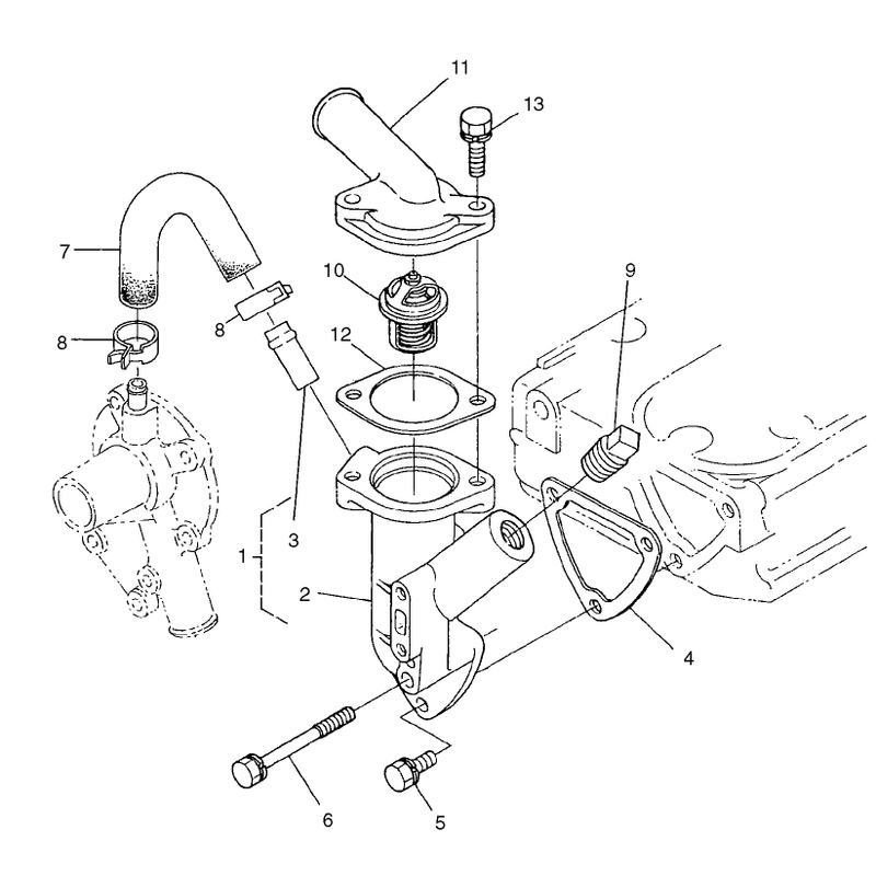 Water Flange and Thermostat Assembly