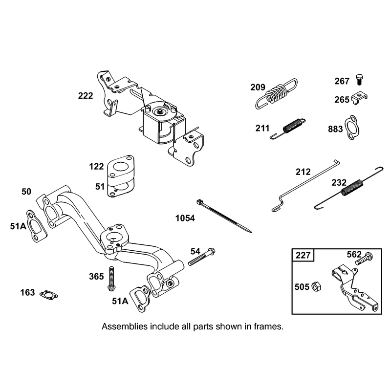 Manifold Intake and Governor Control Assembly Briggs and Stratton 303447-1319-E1