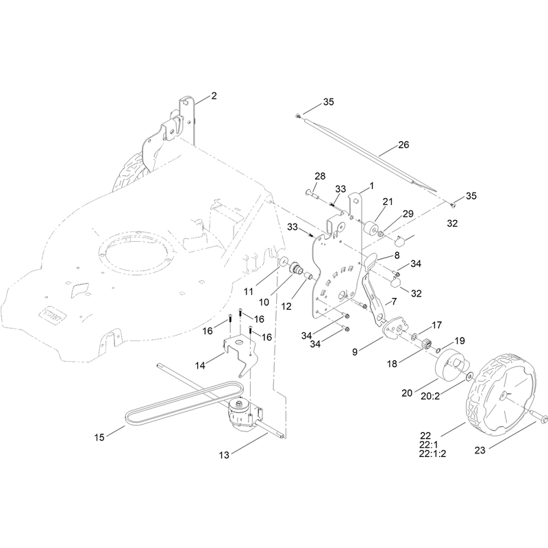 Rear Wheel and Height of Cut Assembly
