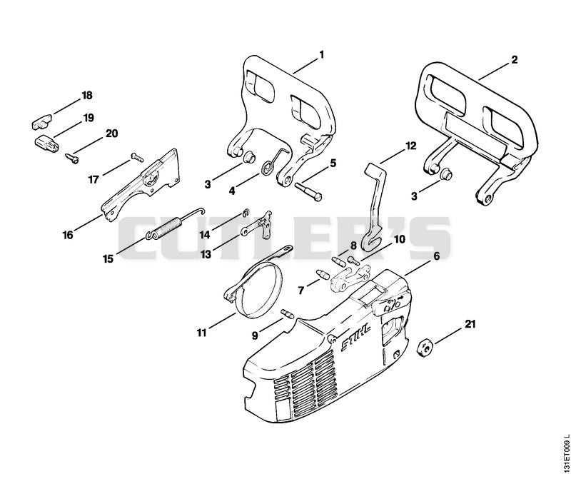 Chain brake, Chain tensioner, Chain sprocket cover