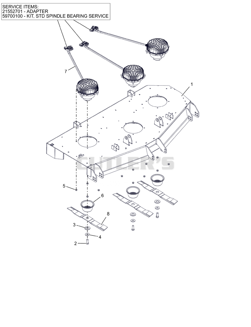 Deck, Blades and Spindle Motors - 60" - SD