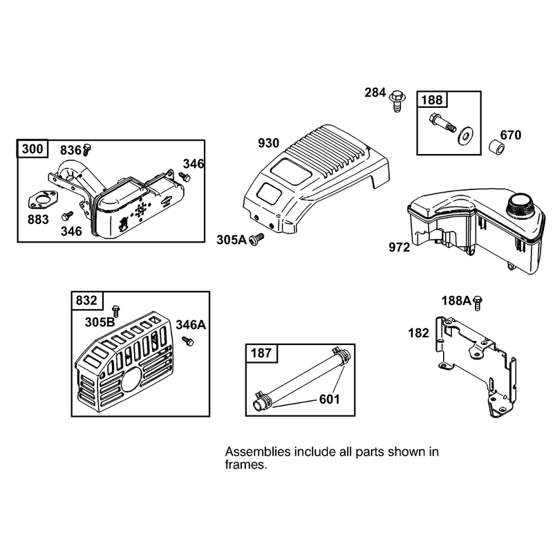 Muffler and Fuel Tank Assembly Engine GTS 200