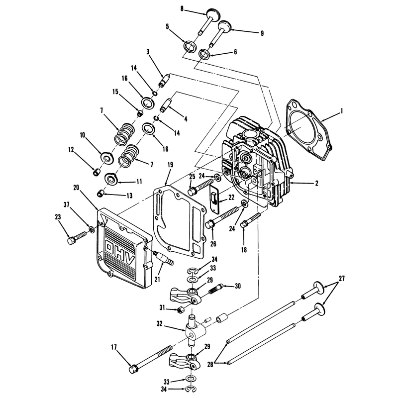 12hp Engine Cylinder Head & Valves Assembly