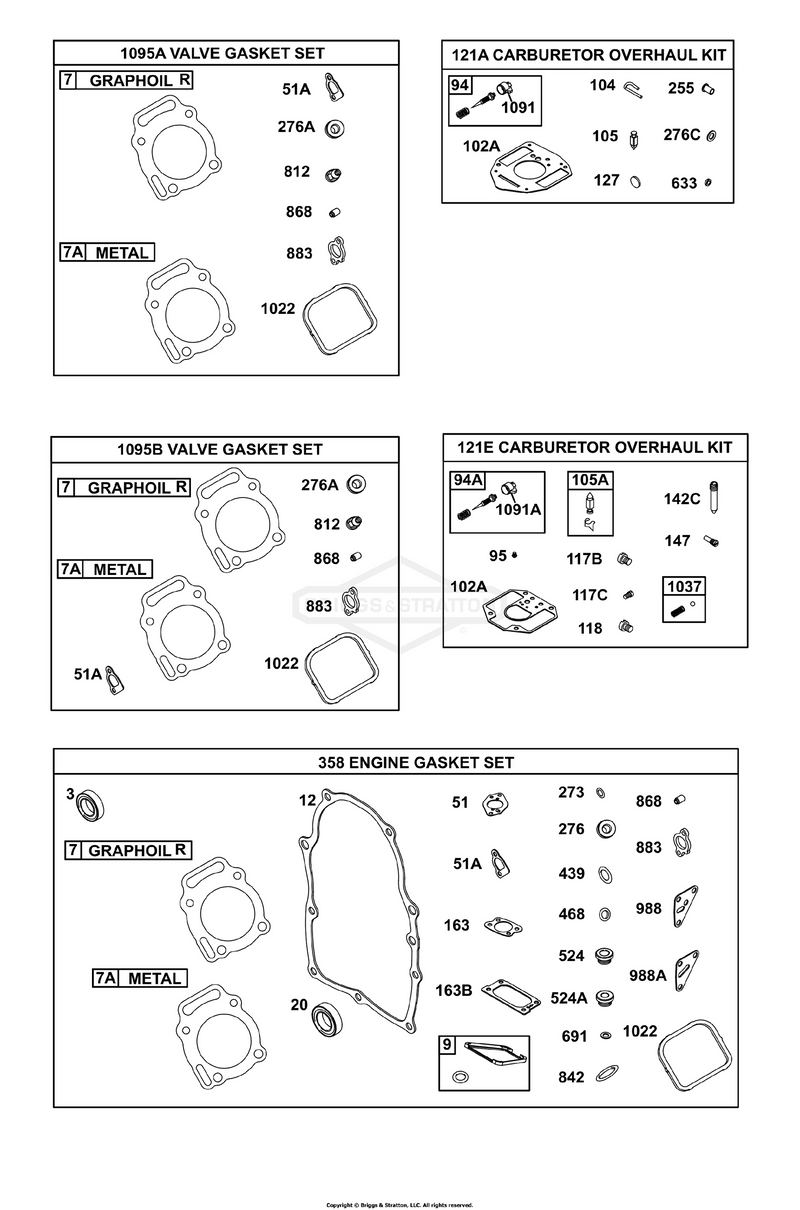Carburetor Over Haul, Engine & Valve Gasket Kits, Engine Gasket Set