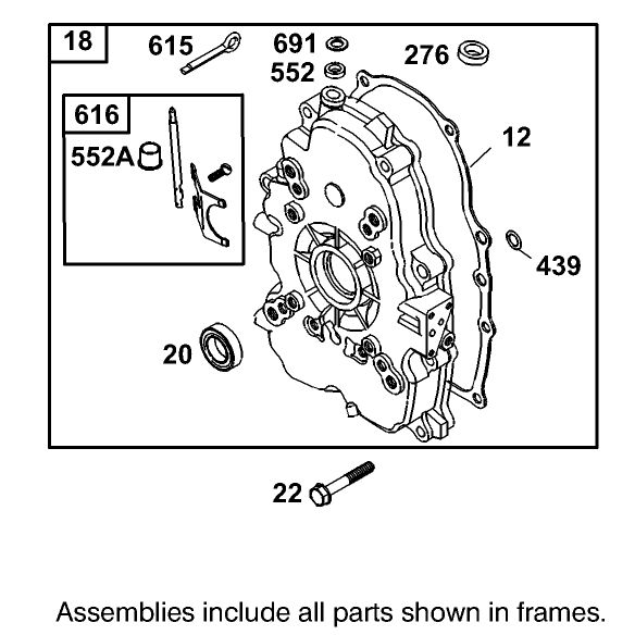 Crankcase Assembly Briggs and Stratton 303447-1319-E1