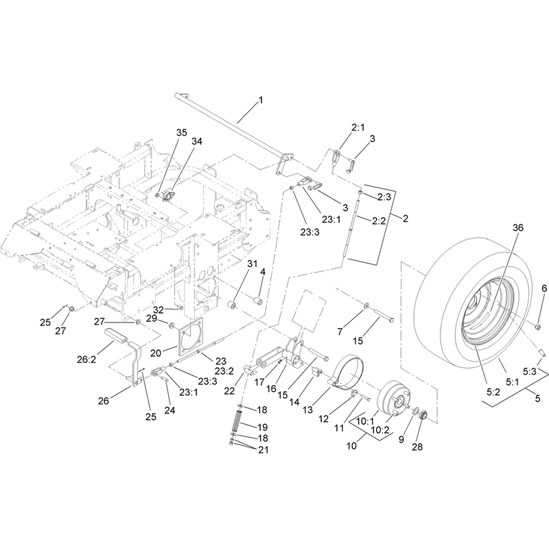 Main Frame and Rear Wheel Assembly
