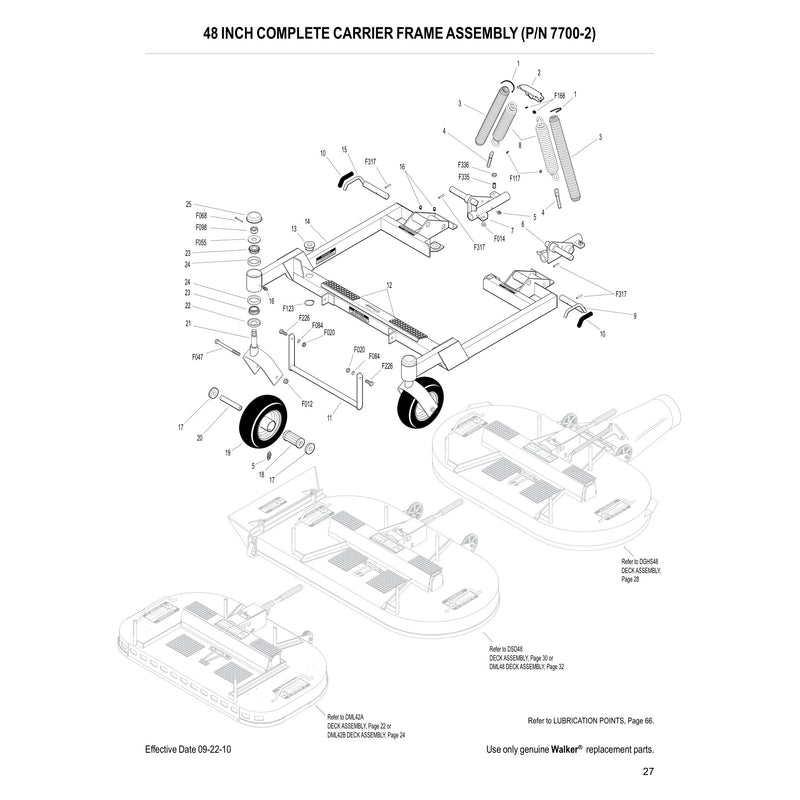 48 INCH COMPLETE CARRIER FRAME ASSEMBLY (P/N 7700-2)