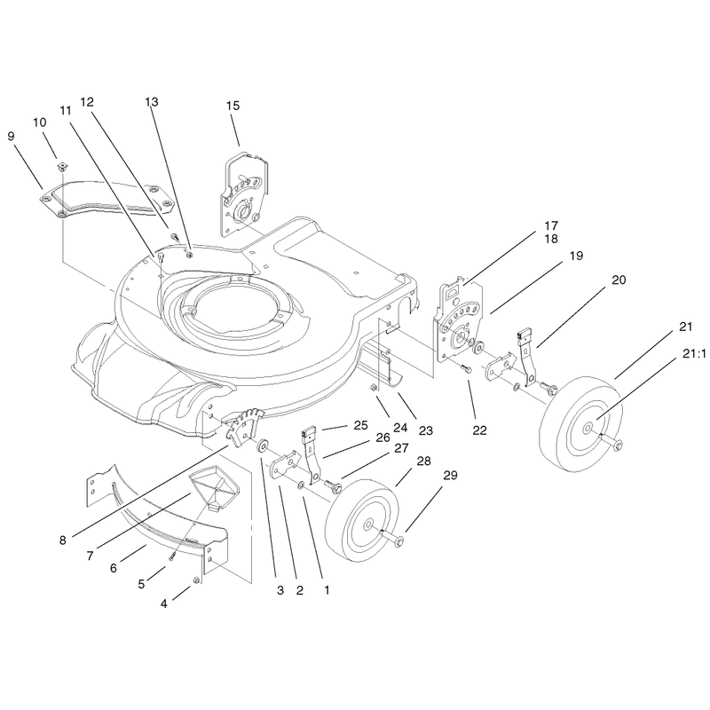 Housing Handle Brackets and Wheel Assembly