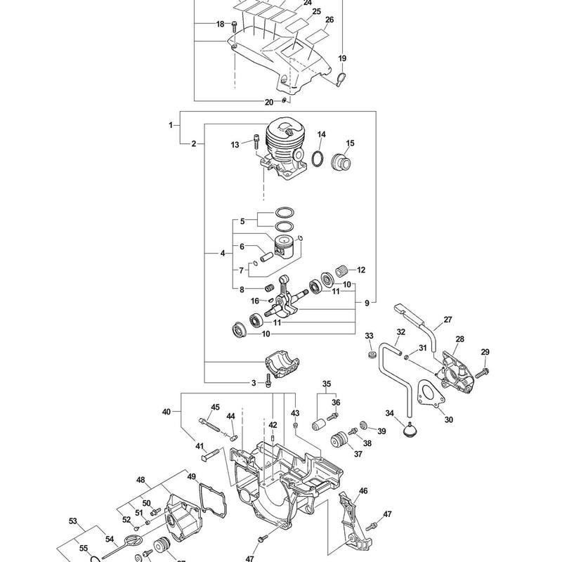 CRANKCASE/CYLINDER/PISTON, AUTO-OILER ASSEMBLY