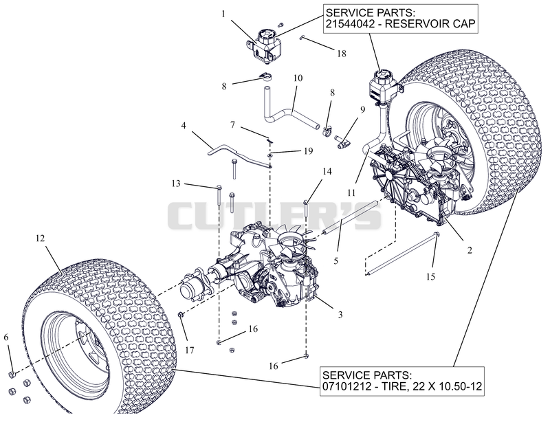 Rear Tires and Transaxles - 52"