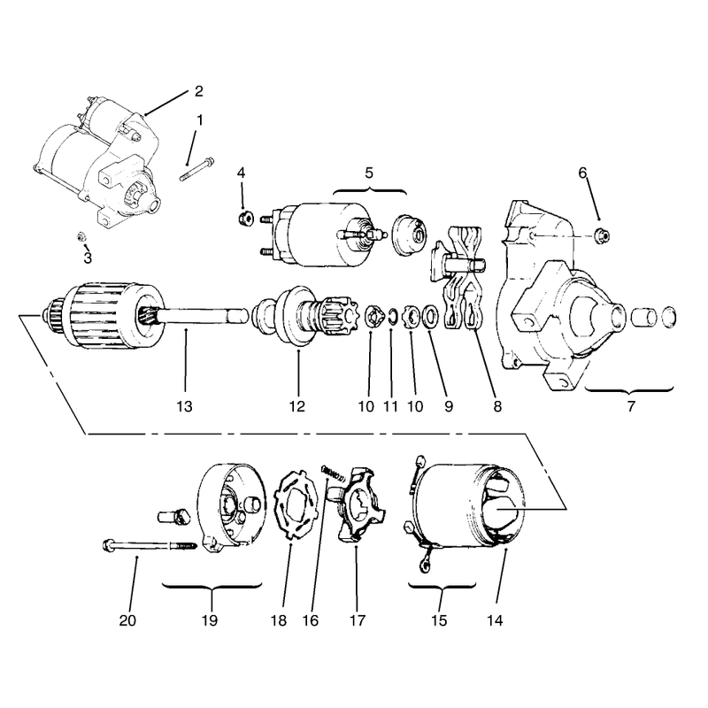 Group 7 Starter Assembly Kohler Model No CV20S-65531 and CV20S-65532