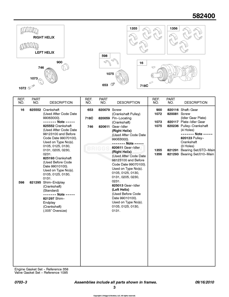 Crankshaft, Idler Gear