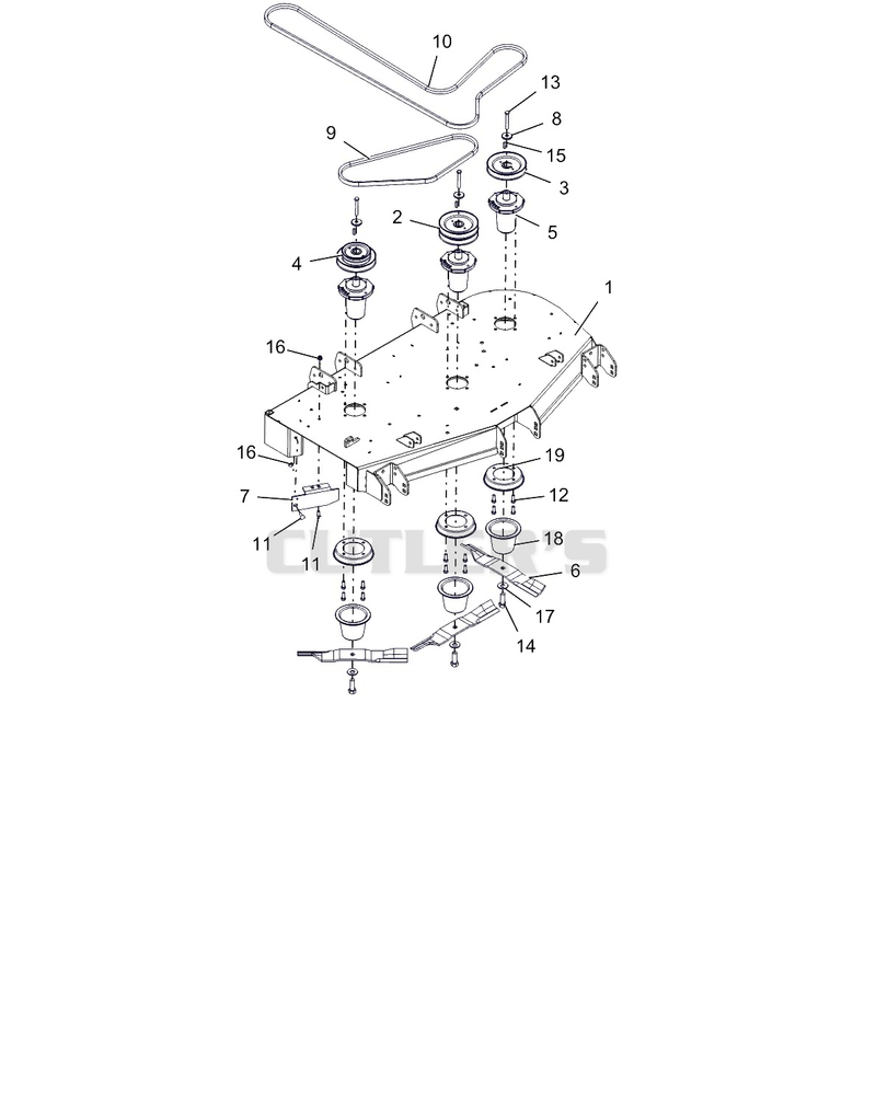 Deck, Belts, Baffle, Blades And Spindles - 48"