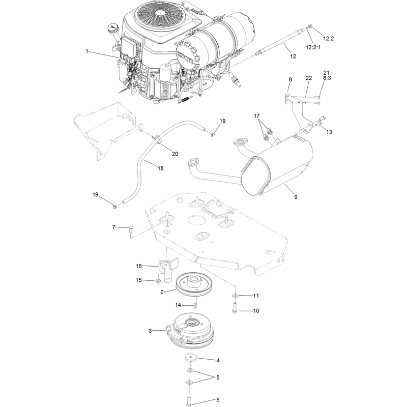 Engine, Clutch and Muffler Assembly